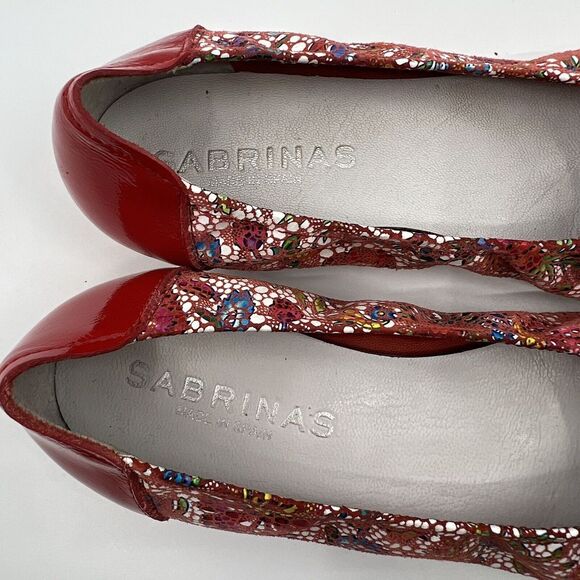 Sabrinas Ballet Flats Red Patent‎ Leather Cap Toe Spain Butterfly Bow 36 5.5-6 - Picture 7 of 13